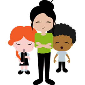 Illustration of teacher with children